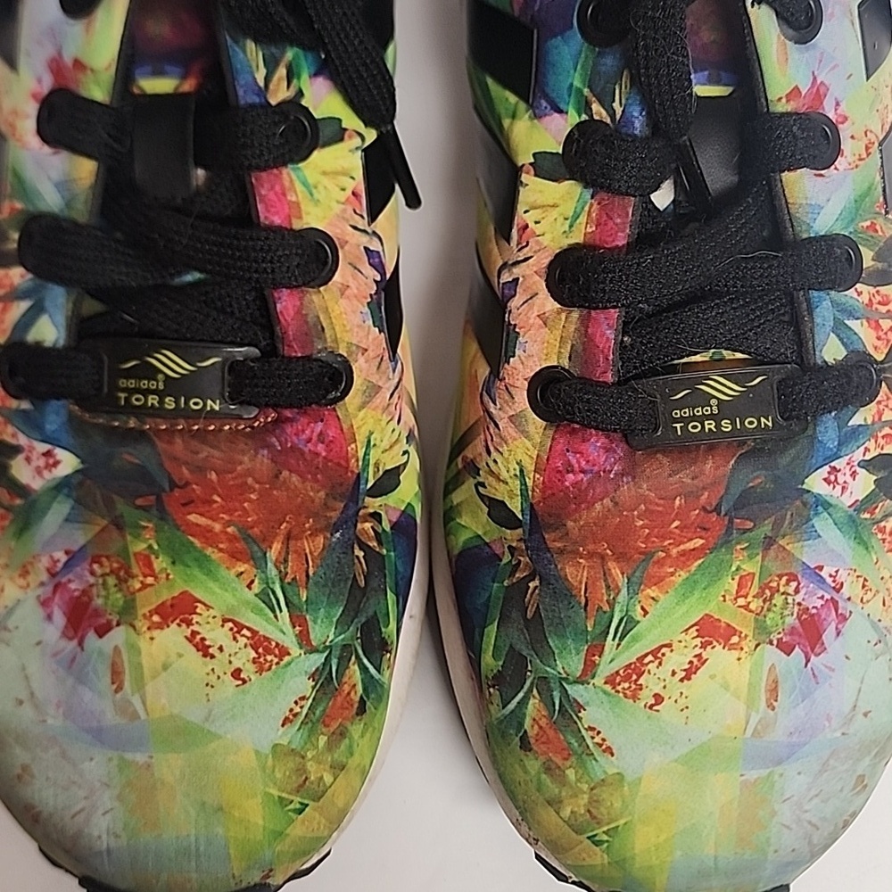 ADIDAS TORSION Multicolor floral artistic trainer sneakers UNISEX 6.5M/8W RARE!! - Picture 3 of 12